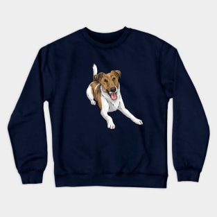 Happy Smooth Fox Terrier | White and Tan | Cute Dog Art Crewneck Sweatshirt